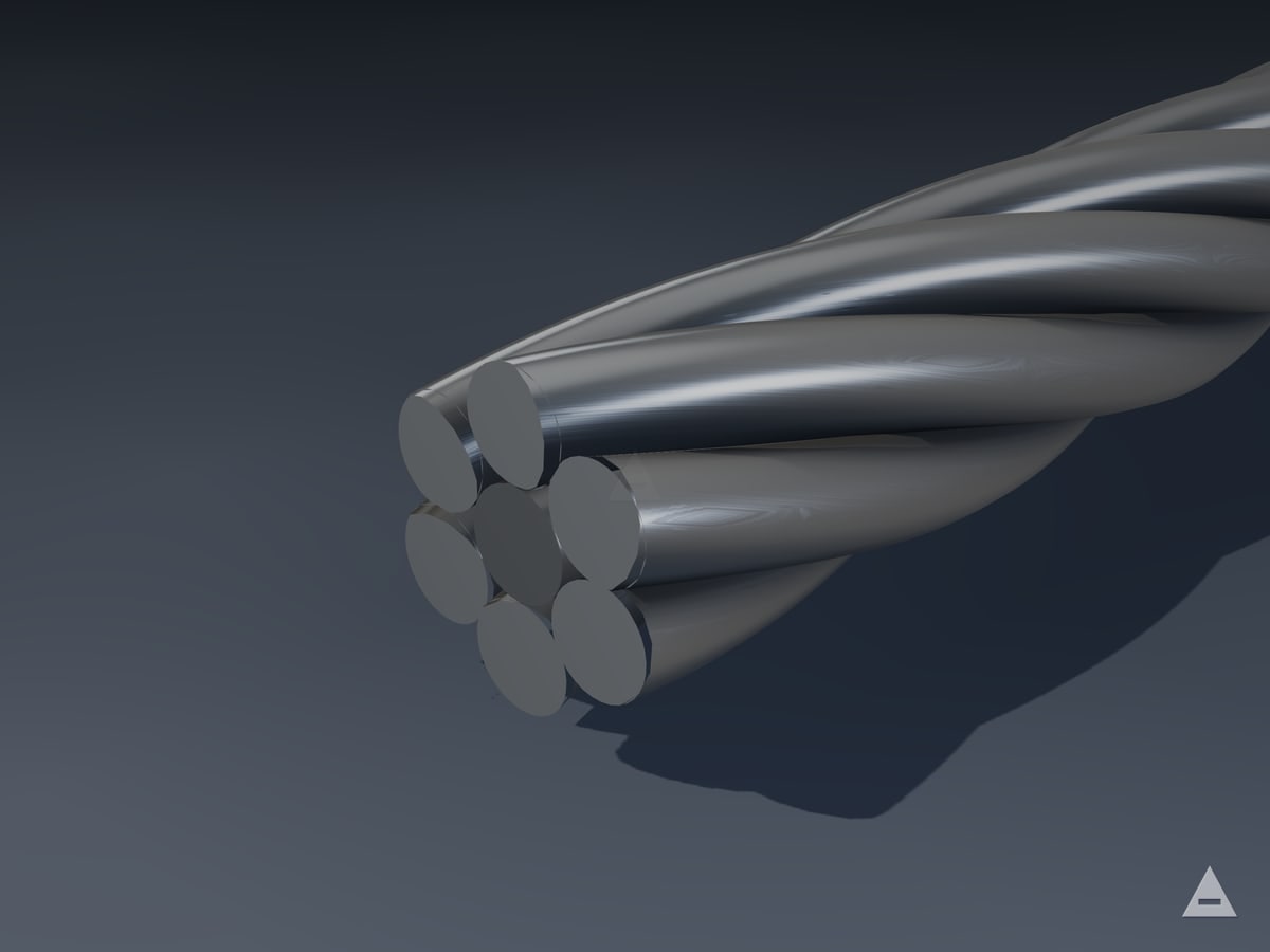 Aluminium Alloy Messenger Conductor — gerçek büküm yapısından render edilmiş kesit